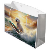 Bichon Frise Strand Surfen Schilderij Groot Cadeauzakje (Achterkant Gekanteld)