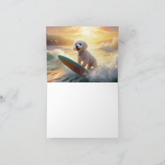 Bichon Frise Strand Surfen Schilderij Kaart (Binnen)