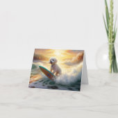Bichon Frise Strand Surfen Schilderij Kaart (Voorkant)