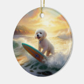 Bichon Frise Strand Surfen Schilderij Keramisch Ornament (Links)