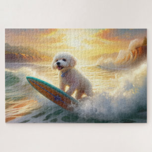 Bichon Frise Strand Surfen Schilderij Legpuzzel