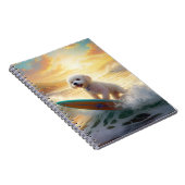 Bichon Frise Strand Surfen Schilderij Notitieboek (Rechterzijde)