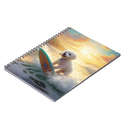 Bichon Frise Strand Surfen Schilderij Notitieboek (Linkerzijde)