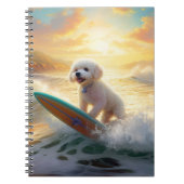 Bichon Frise Strand Surfen Schilderij Notitieboek (Voorkant)
