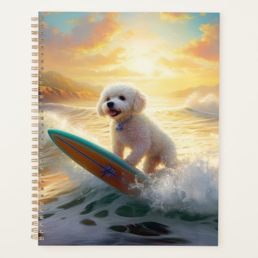 Bichon Frise Strand Surfen Schilderij Planner (Voorkant)