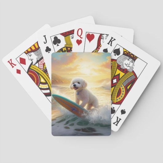 Bichon Frise Strand Surfen Schilderij Pokerkaarten (Achterkant)