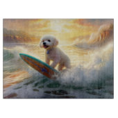 Bichon Frise Strand Surfen Schilderij Snijplank (Voorkant)