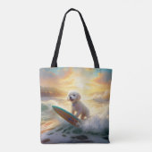 Bichon Frise Strand Surfen Schilderij Tote Bag (Achterkant)