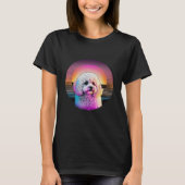 Bichon Frise Synthwave 80s Retrowave Aesthetic  2 T-shirt (Voorkant)