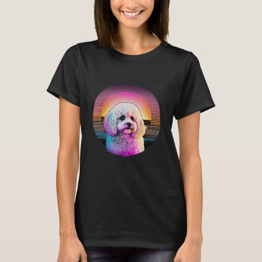 Bichon Frise Synthwave 80s Retrowave Aesthetic  2 T-shirt (Voorkant)