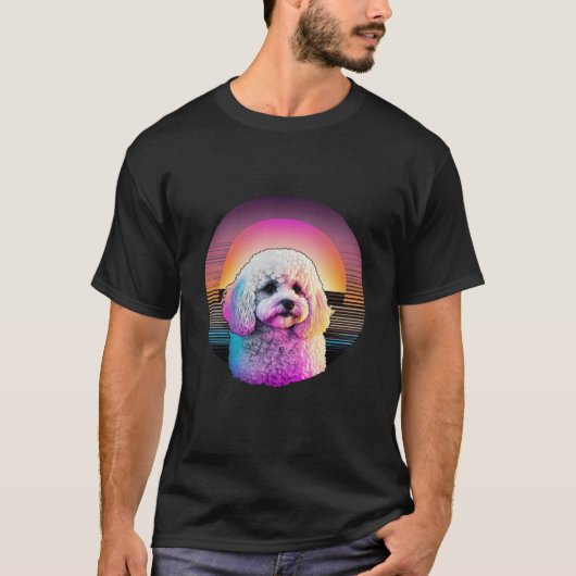 Bichon Frise Synthwave 80s Retrowave Aesthetic  2 T-shirt (Voorkant)
