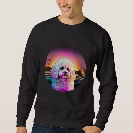 Bichon Frise Synthwave 80s Retrowave Aesthetic  2 Trui (Voorkant)