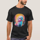 Bichon Frise Synthwave 80s Retrowave Aesthetic T-shirt (Voorkant)