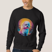 Bichon Frise Synthwave 80s Retrowave Aesthetic Trui (Voorkant)
