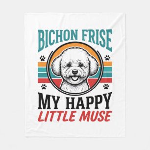 Bichon Frise T-shirt Vintage Spirit Honden Kunst_1 Fleece Deken