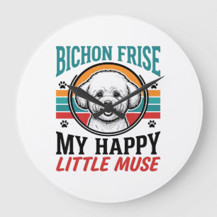 Bichon Frise T-shirt Vintage Spirit Honden Kunst_1 Grote Klok