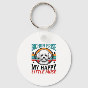 Bichon Frise T-shirt Vintage Spirit Honden Kunst_1 Sleutelhanger