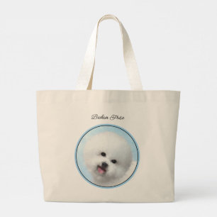 Bichon Frise Tenerife Schilderij Witte Schattigee Grote Tote Bag
