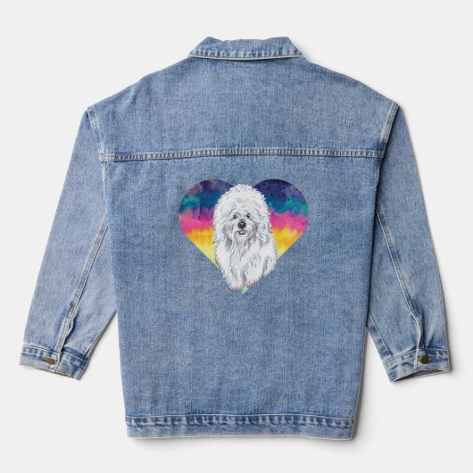 Bichon Frise Tie Dye Heart Denim Jacket (Achterkant)
