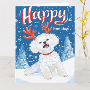 Bichon Frise tijdens sneeuwkerst Kaart