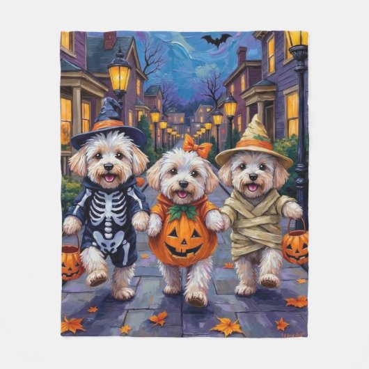 Bichon Frise Trick-or-Treating Halloween kostuums Fleece Deken (Voorkant)