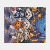 Bichon Frise Trick-or-Treating Halloween kostuums Fleece Deken (Voorkant (Horizontaal))
