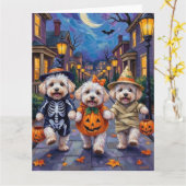 Bichon Frise Trick-or-Treating Halloween kostuums Kaart (Gele Bloem)