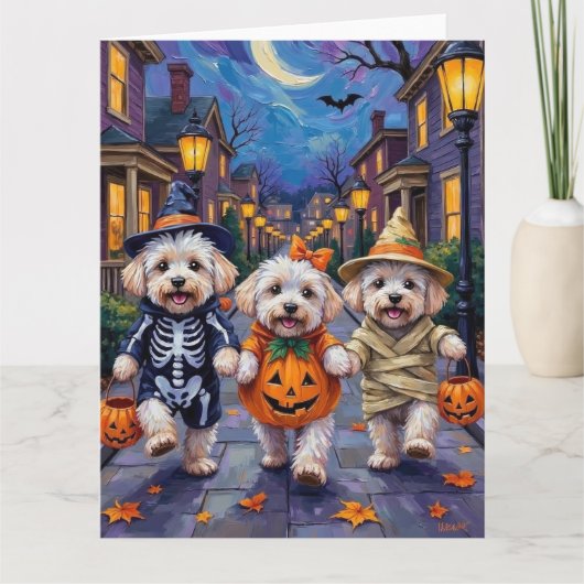 Bichon Frise Trick-or-Treating Halloween kostuums Kaart (Voorkant)