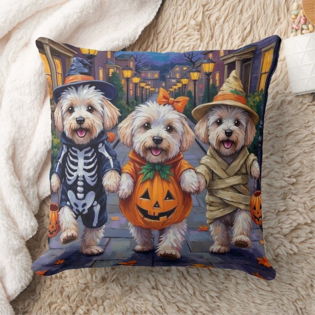 Bichon Frise Trick-or-Treating Halloween kostuums Kussen (Deken)