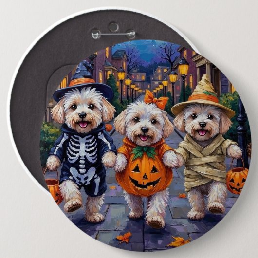 Bichon Frise Trick-or-Treating Halloween kostuums Ronde Button 6,0 Cm (Voorkant /achterkant)