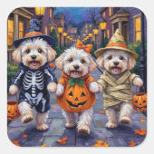 Bichon Frise Trick-or-Treating Halloween kostuums Vierkante Sticker (Voorkant)