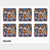 Bichon Frise Trick-or-Treating Halloween kostuums Vierkante Sticker (Vel)