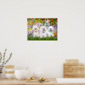 Bichon Frise Trio - Tuin (VG) Poster (Keuken)