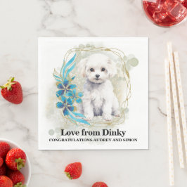 Bichon Frise Trouwservetten met hondenfoto Servet