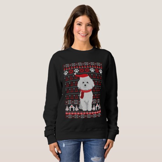 Bichon Frise Ugly kerstSweater Holiday Dog Trui (Voorkant volledig)