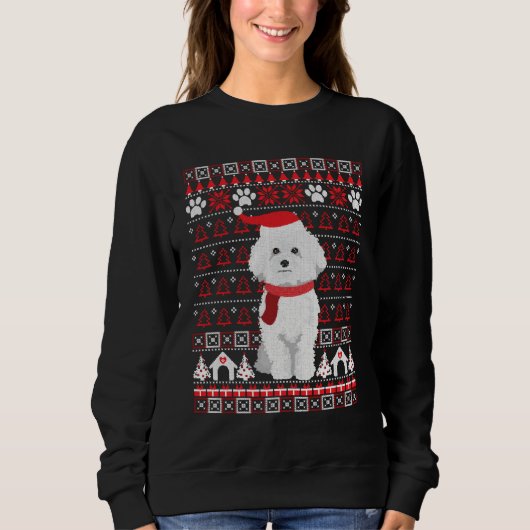 Bichon Frise Ugly kerstSweater Holiday Dog Trui (Voorkant)