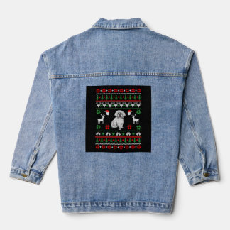 Bichon Frise Ugly met kerst Denim Jacket
