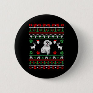 Bichon Frise Ugly met kerst Ronde Button 5,7 Cm