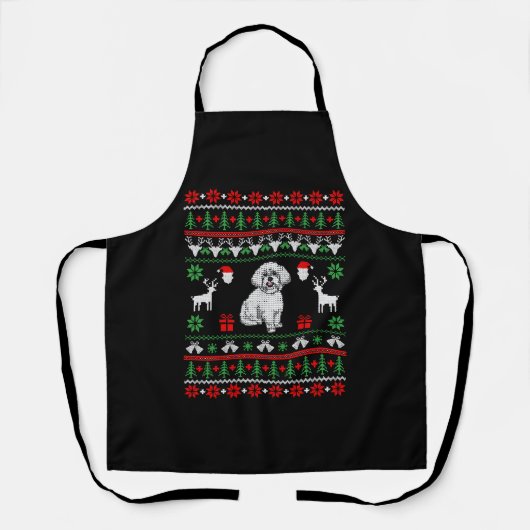 Bichon Frise Ugly met kerst Schort (Voorkant)