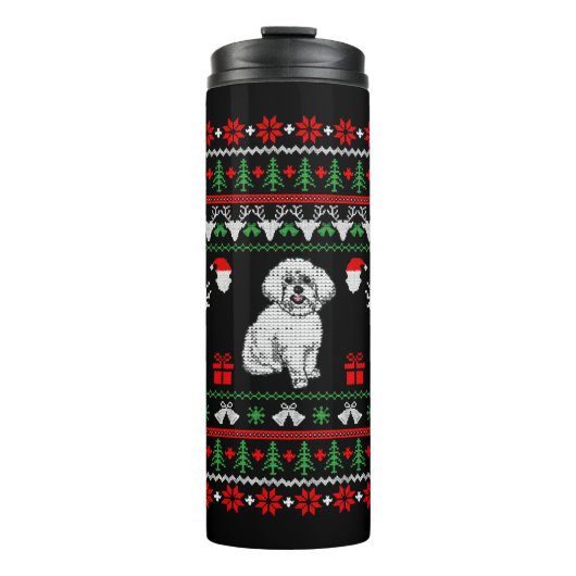 Bichon Frise Ugly met kerst Thermosbeker (Voorkant)