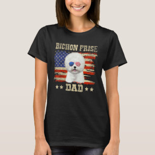 Bichon Frisé Vader Amerika Amerikaanse Vlag Hond M T-shirt