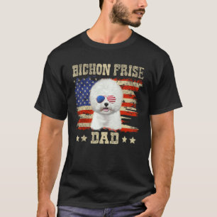 Bichon Frisé Vader Amerika Amerikaanse Vlag Hond M T-shirt
