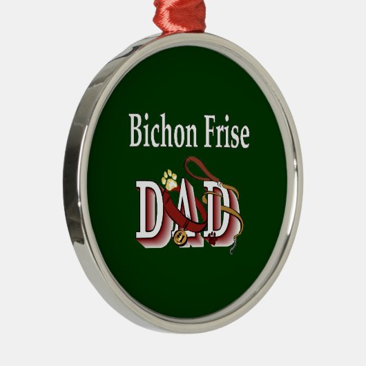 Bichon Frise vader Metalen Ornament (Rechts)