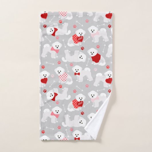 Bichon Frise Valentijn Pattern Bath Towel Set Bad Handdoek (Handdoek)