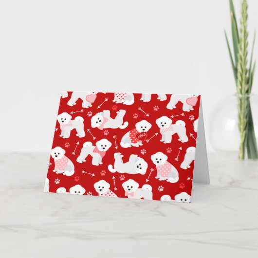 Bichon Frise Valentijn Pattern Holiday Kaart (Voorkant)