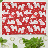 Bichon Frise Valentijn Pattern Kitchen Towel Theedoek (Gevouwen)