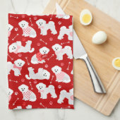Bichon Frise Valentijn Pattern Kitchen Towel Theedoek (Quarter Fold)