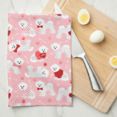 Bichon Frise Valentijn Pattern Theedoek (Quarter Fold)