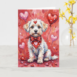 Bichon Frise Valentijnsdag Hond met Hartjes Rood Kaart