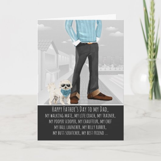 Bichon Frise van de Dog Vaderdag Kaart (Voorkant)